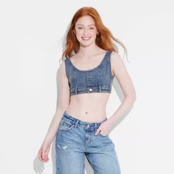 wild fable Tops - Scoop Neck Reworked Denim Tiny Vest Wild Fable Target Medium Wash